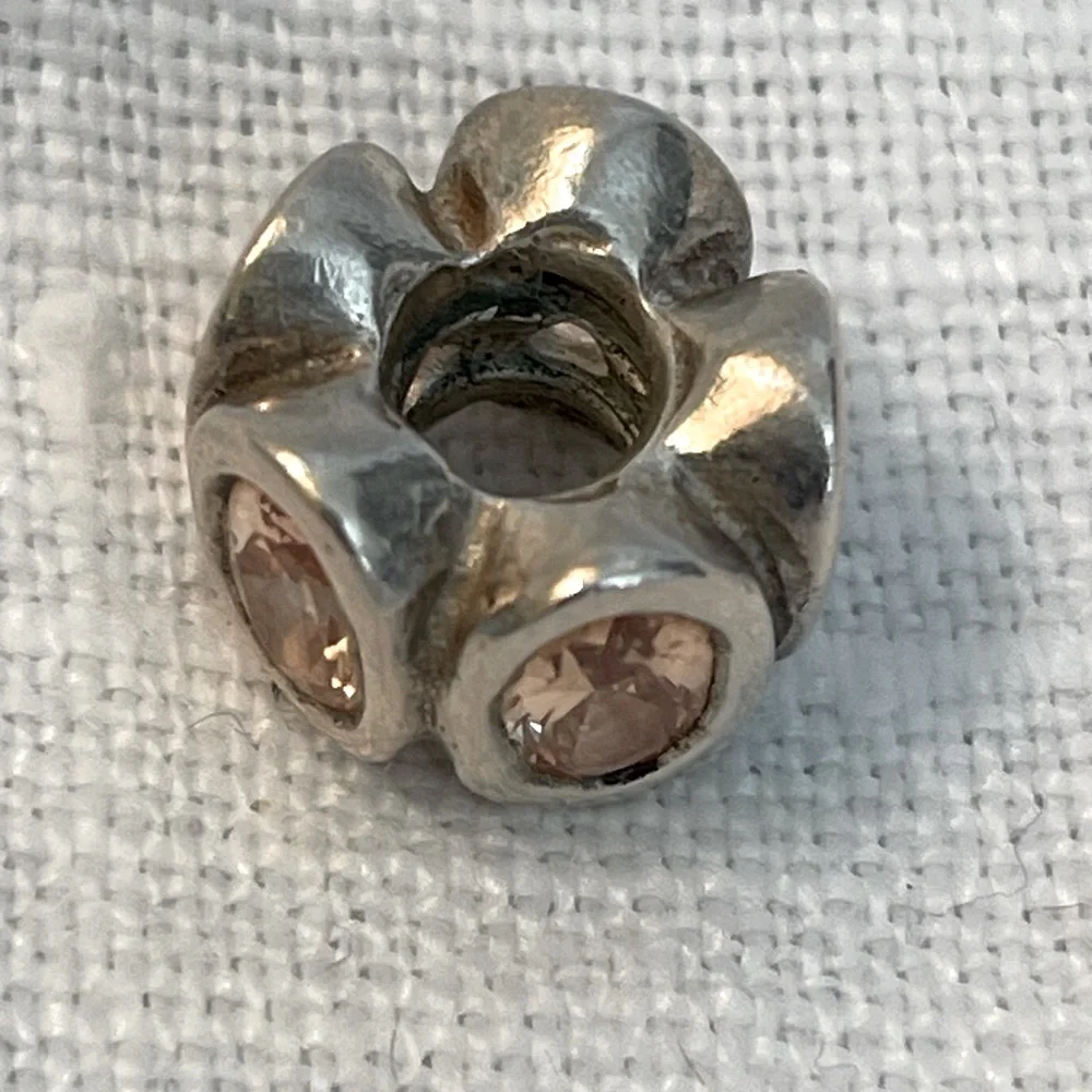 Authentic Pandora Oval Lights Champagne Zirconia and Silver Charm - Picture 2 of 3